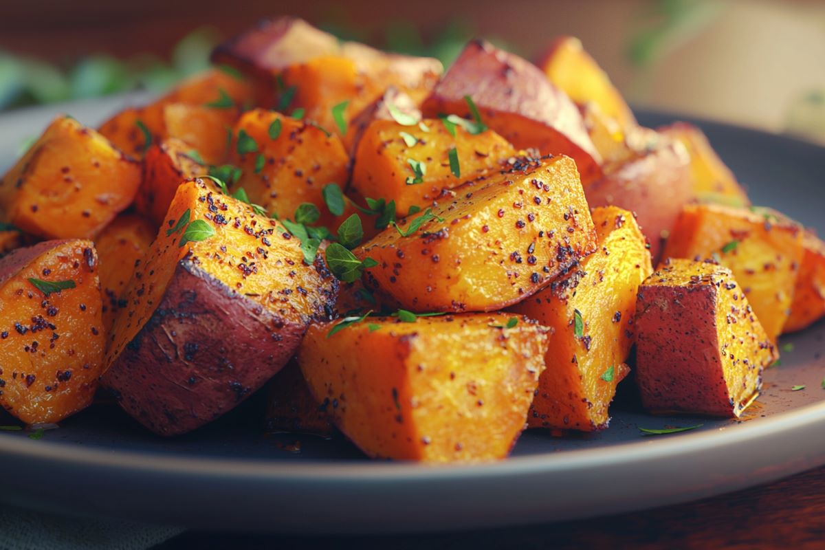 Southern candied sweet potatoes roasted with herbs for a classic holiday dish