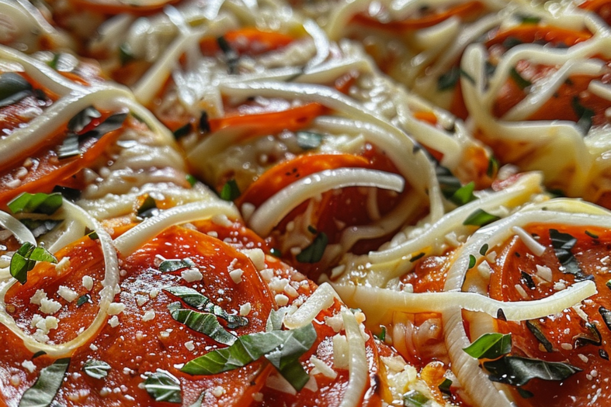 Hot Honey Pepperoni Pizza with melted cheese, pepperoni slices, fresh basil, and parmesan